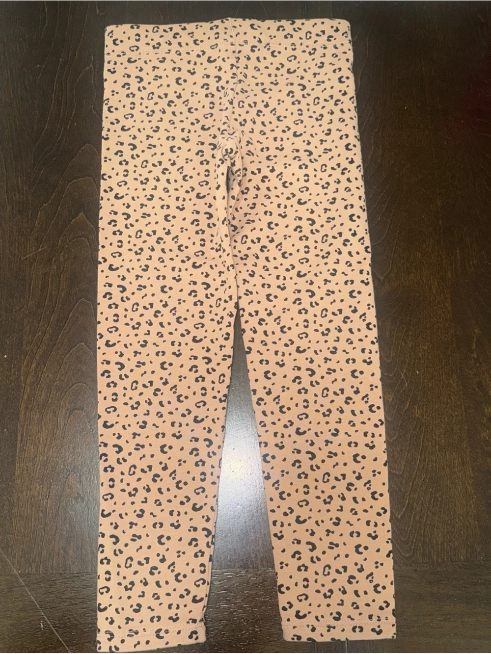 H&M Girls Leopard Print Leggings Beige Cotton Blend Pants Size 5T